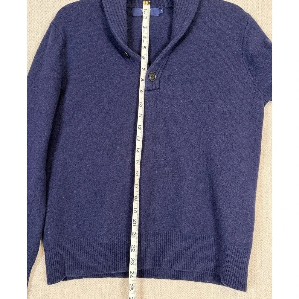 J. Crew Mens Shawl Neck Jumper Sweater Mens Medium NavyLambswool Academia Preppy